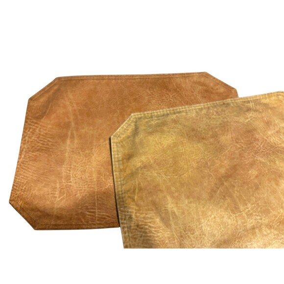 John Matouk Placemats Tan Leather Look Cotton Set of 5 17" x 12.5" 2 Used 3 New - Picture 7 of 9